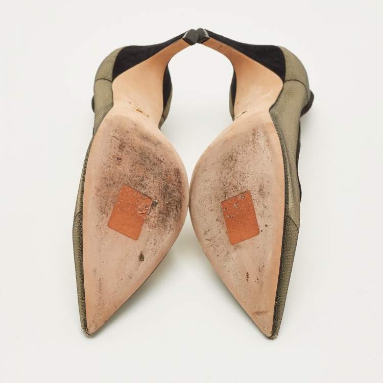 Pre Owned Dior Surreal Eye Size 38 Beige/Black Mesh and Suede Pumps