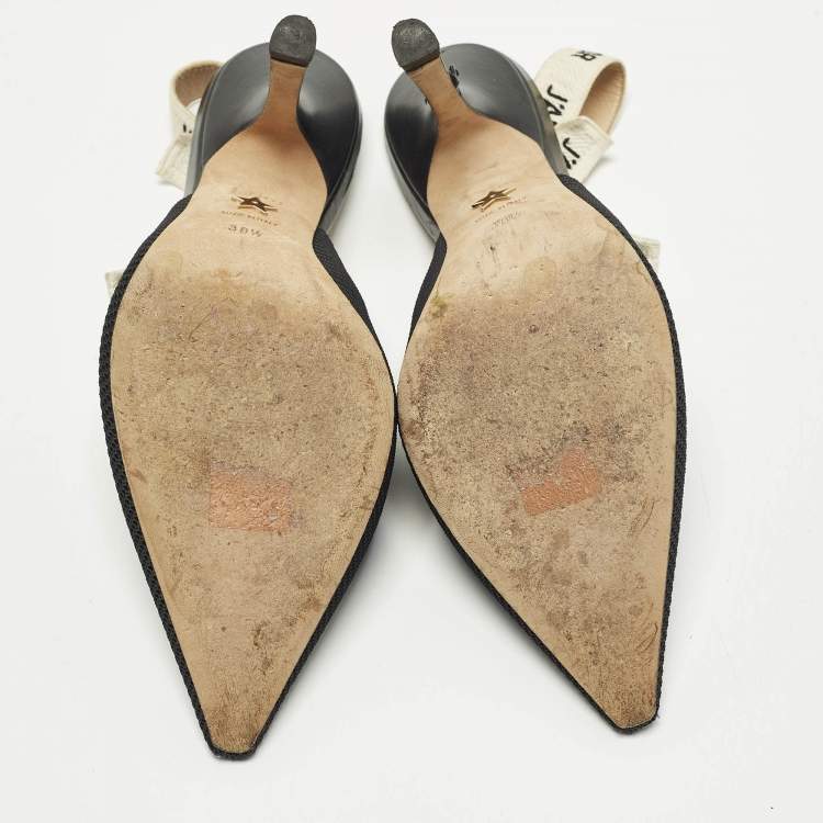Pre Owned Dior J'Adior Size 38.5 Black Fabric and Mesh Slingback Pumps