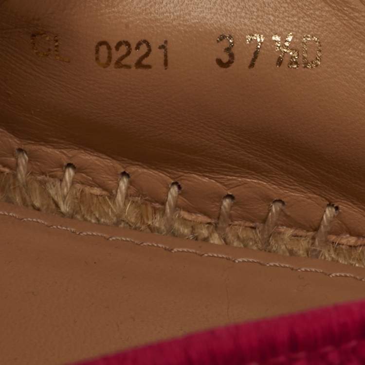 Pre Owned Dior  Size 37.5 Red/Off White Embroidered Canvas Granville Espadrille Flats