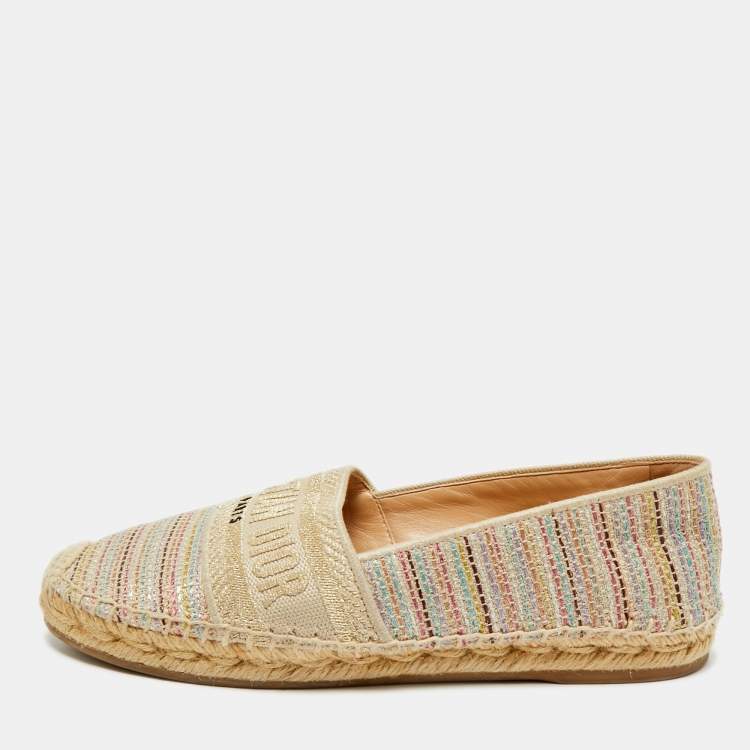 مملوكة مسبقًا Dior Granville Size 37.5 Multicolor Tweed Espadrille Flats