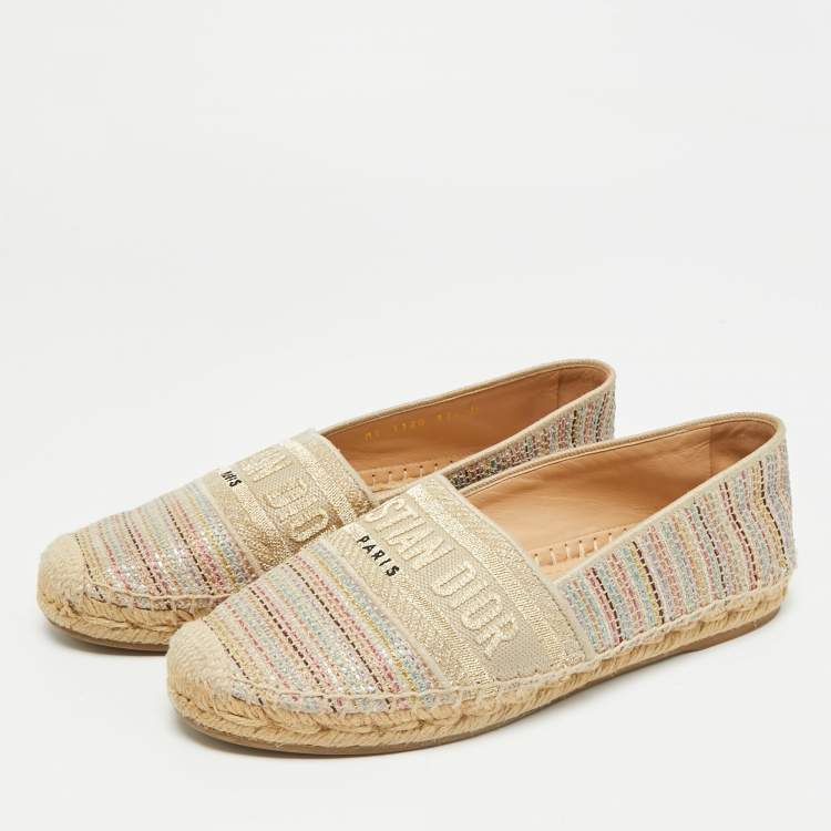 مملوكة مسبقًا Dior Granville Size 37.5 Multicolor Tweed Espadrille Flats