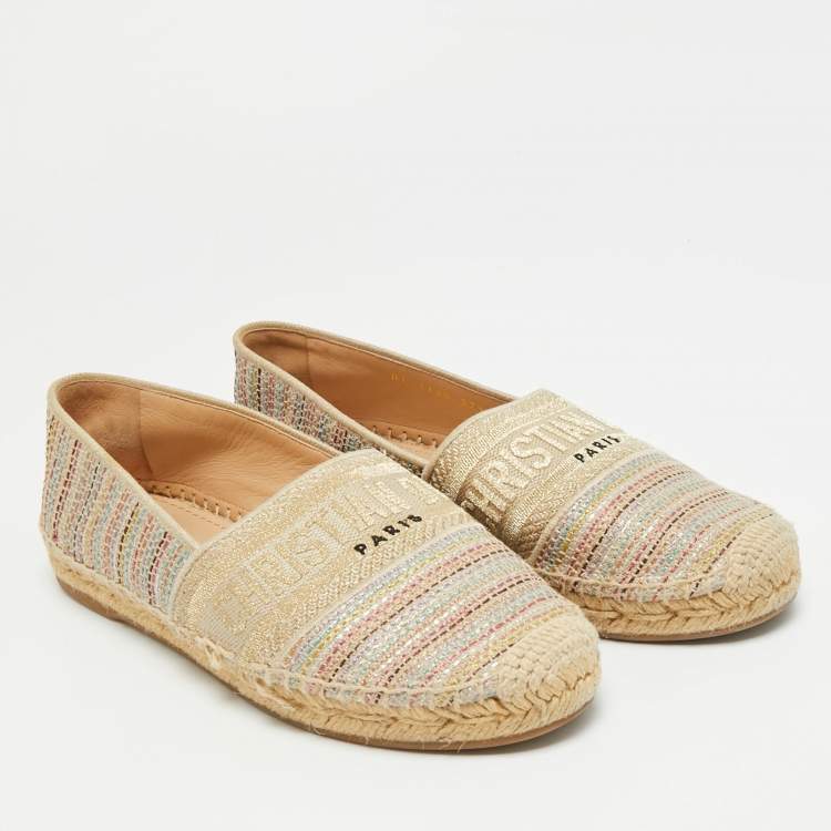 مملوكة مسبقًا Dior Granville Size 37.5 Multicolor Tweed Espadrille Flats