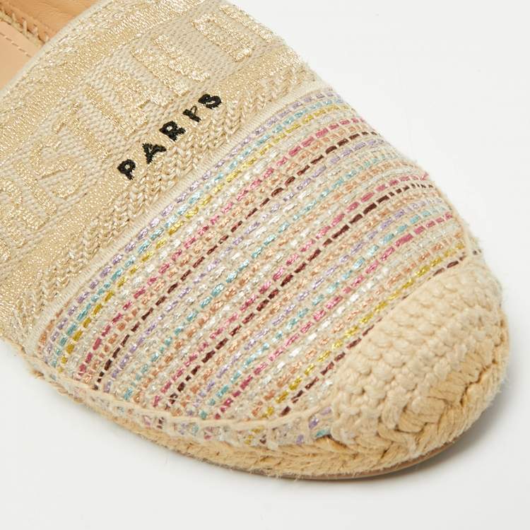 مملوكة مسبقًا Dior Granville Size 37.5 Multicolor Tweed Espadrille Flats