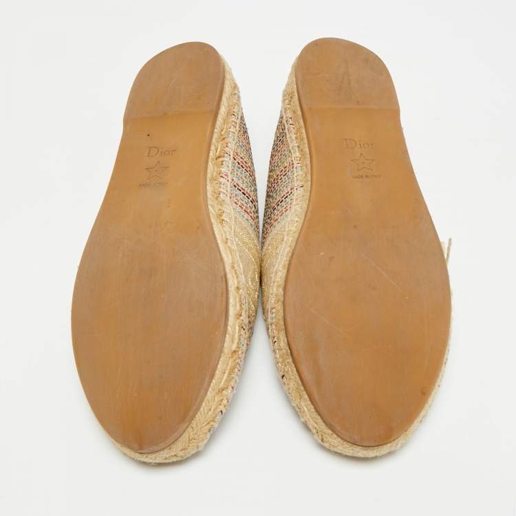 مملوكة مسبقًا Dior Granville Size 37.5 Multicolor Tweed Espadrille Flats