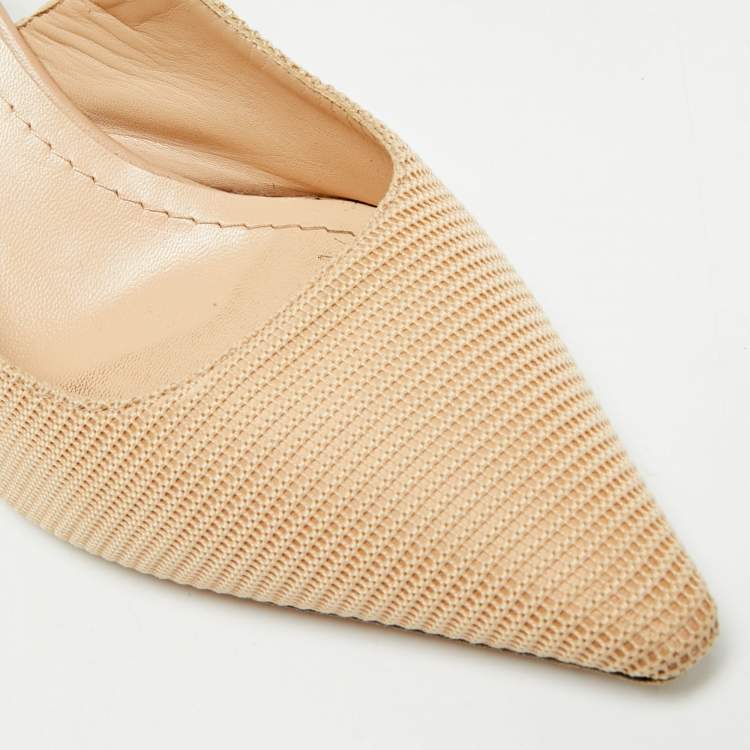 Pre Owned Dior J'Adior Size 36.5 Beige Fabric Slingback Pumps