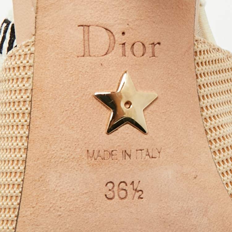Pre Owned Dior J'Adior Size 36.5 Beige Fabric Slingback Pumps