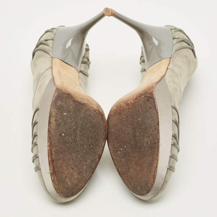 مملوكة مسبقًا Dior Size 41 Grey Satin and Suede Platform Pumps