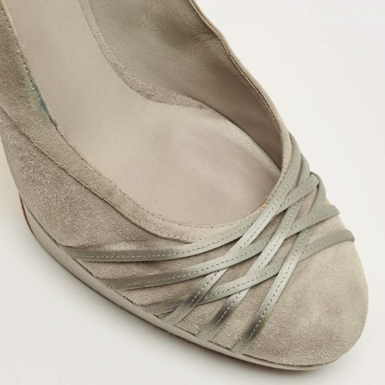 مملوكة مسبقًا Dior Size 41 Grey Satin and Suede Platform Pumps