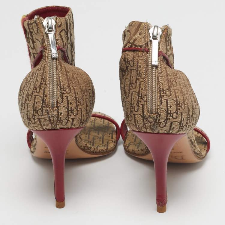 Pre Owned Dior Rasta Size 38 Brown Monogram Canvas and Leather Ankle Strap Sandals