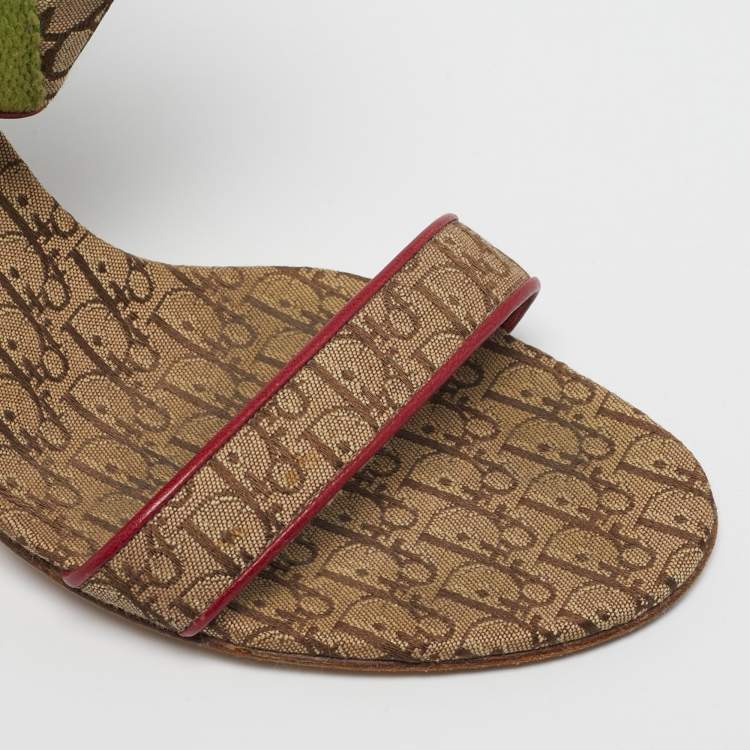 Pre Owned Dior Rasta Size 38 Brown Monogram Canvas and Leather Ankle Strap Sandals
