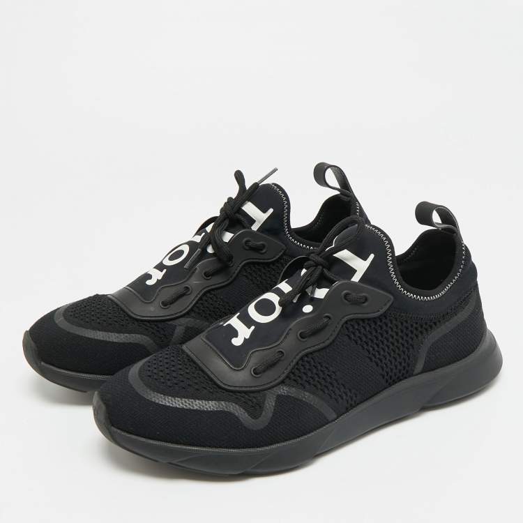 Pre Owned Dior B21 Size 42 Black Knit Fabric Neo Low Top Sneakers