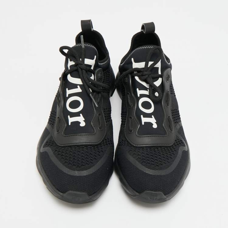 Pre Owned Dior B21 Size 42 Black Knit Fabric Neo Low Top Sneakers