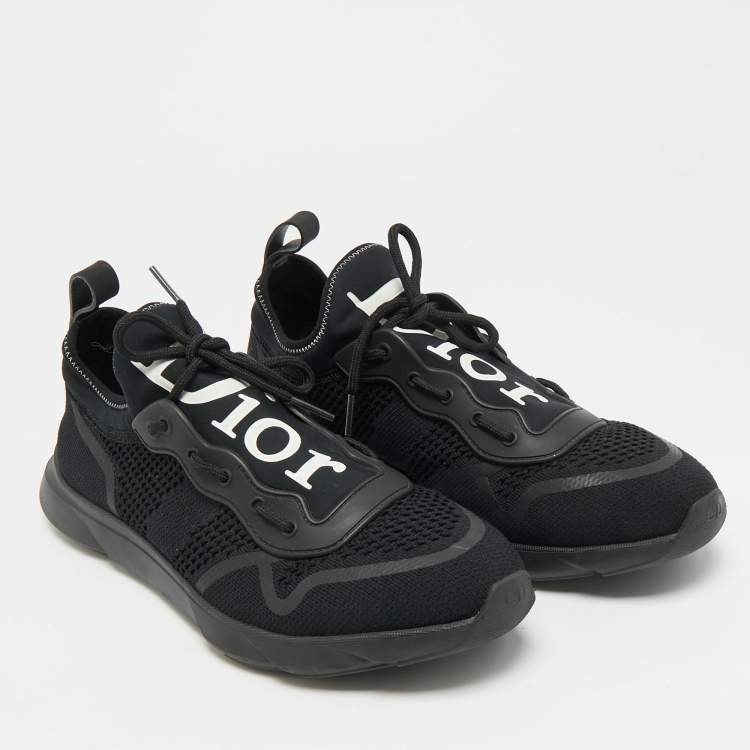 Pre Owned Dior B21 Size 42 Black Knit Fabric Neo Low Top Sneakers