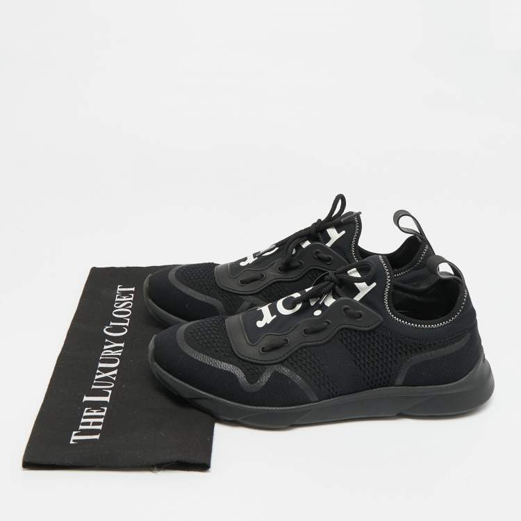 Pre Owned Dior B21 Size 42 Black Knit Fabric Neo Low Top Sneakers