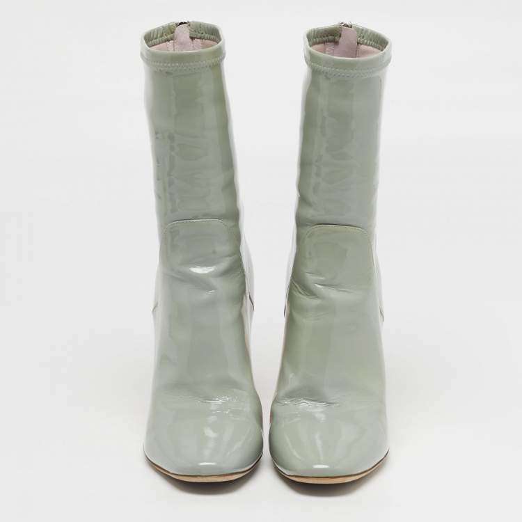 Pre Owned Dior Lucite Size 39 Grey Patent Leather Mid Calf Boots