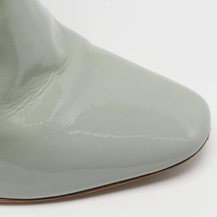 Pre Owned Dior Lucite Size 39 Grey Patent Leather Mid Calf Boots