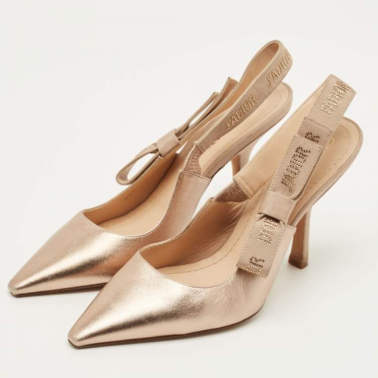 Pre Owned Dior J'Adior Size 36 Metallic Leather Slingback Pumps
