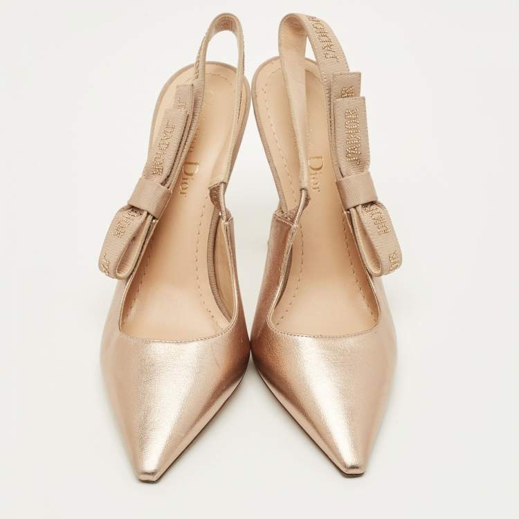 Pre Owned Dior J'Adior Size 36 Metallic Leather Slingback Pumps