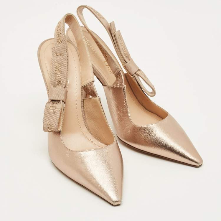 Pre Owned Dior J'Adior Size 36 Metallic Leather Slingback Pumps