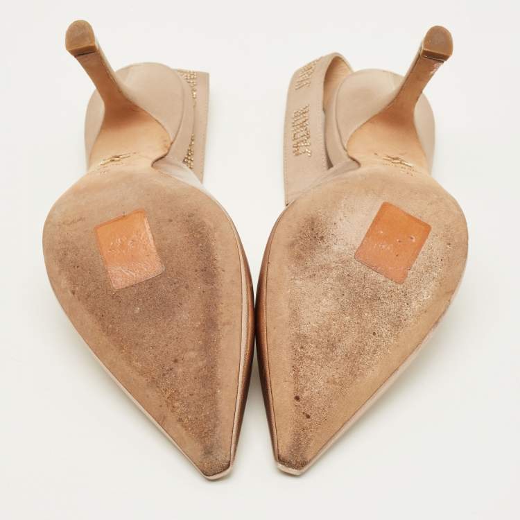 Pre Owned Dior J'Adior Size 36 Metallic Leather Slingback Pumps