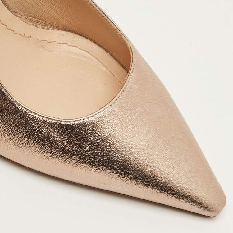 Pre Owned Dior J'Adior Size 36 Metallic Leather Slingback Pumps
