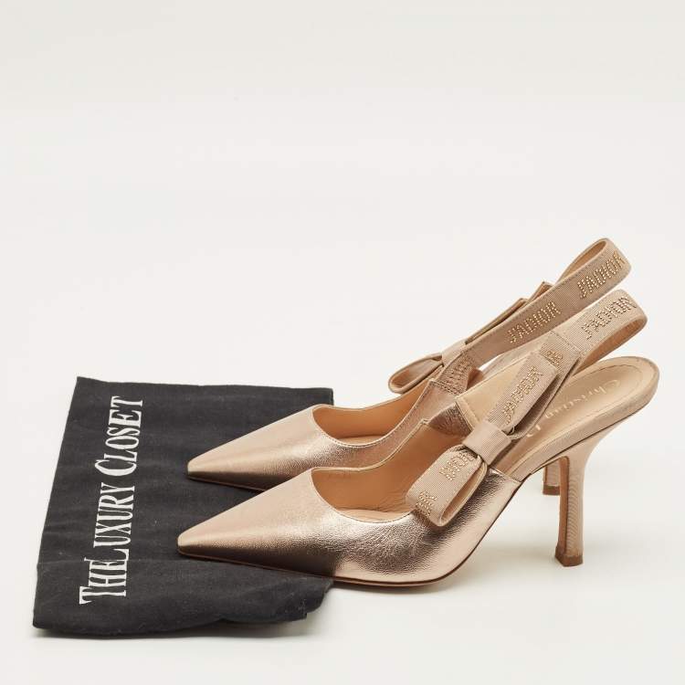 Pre Owned Dior J'Adior Size 36 Metallic Leather Slingback Pumps