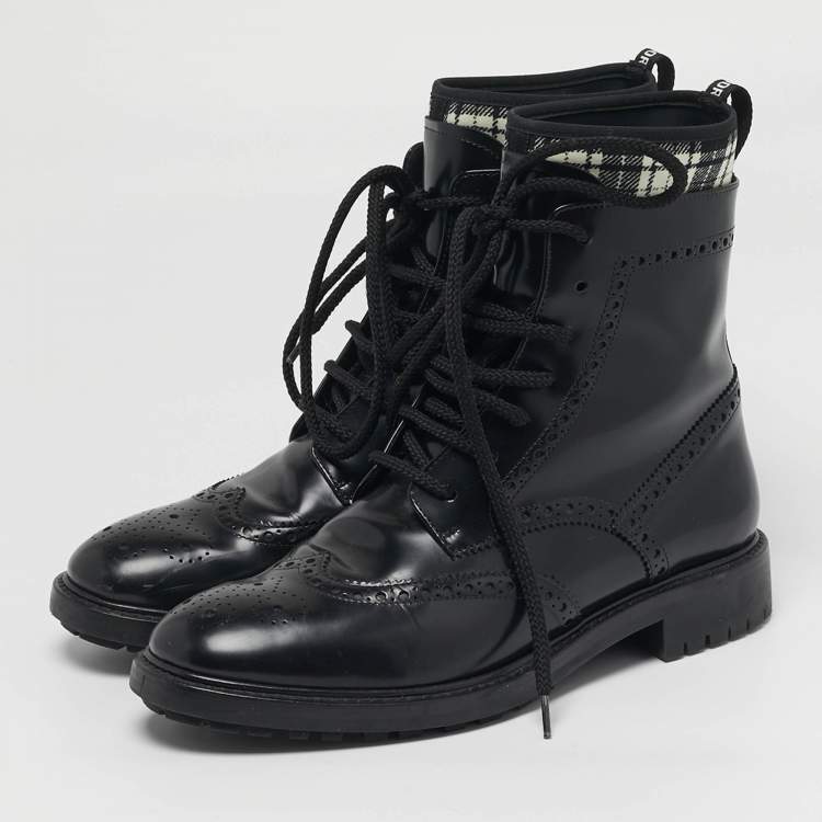 Pre Owned Dior D-Order Size 39 Black Leather Combat Boots