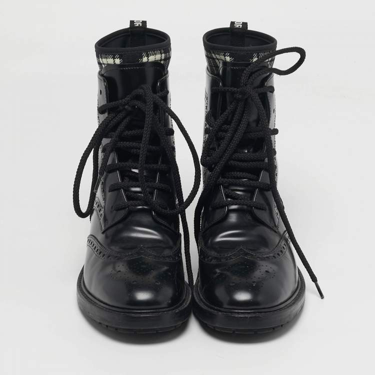 Pre Owned Dior D-Order Size 39 Black Leather Combat Boots