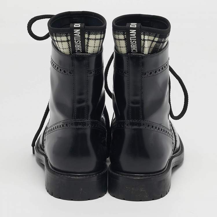 Pre Owned Dior D-Order Size 39 Black Leather Combat Boots