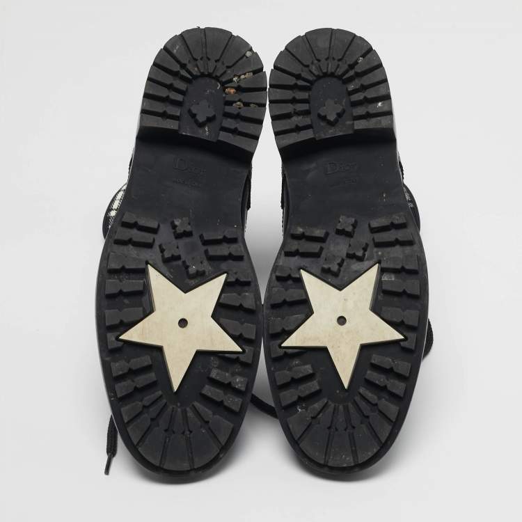 Pre Owned Dior D-Order Size 39 Black Leather Combat Boots