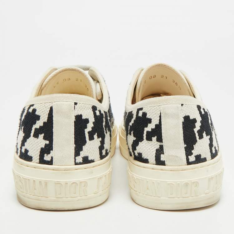Pre Owned Dior Walk'n'Dior Size 38.5 White/Black Canvas Low Top Sneakers
