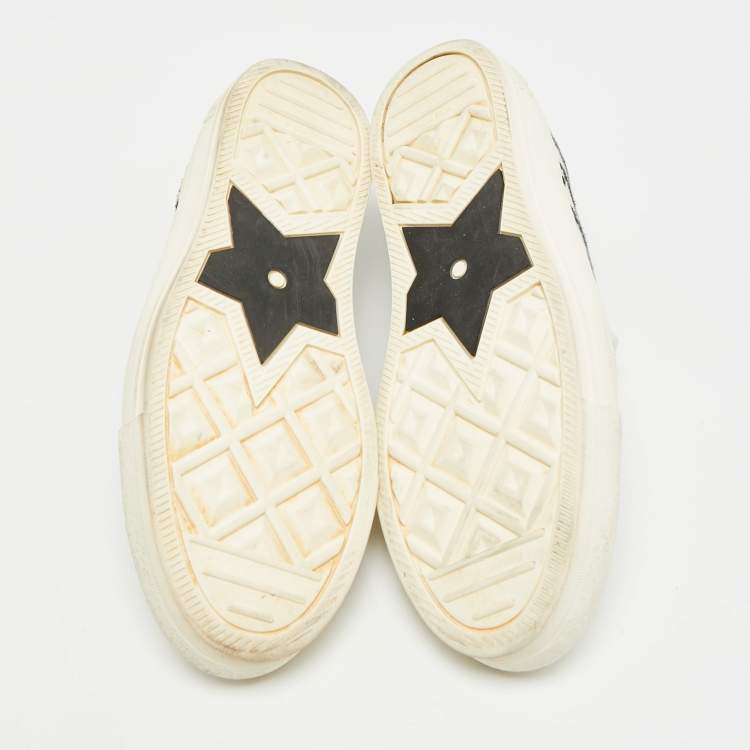Pre Owned Dior Walk'n'Dior Size 38.5 White/Black Canvas Low Top Sneakers