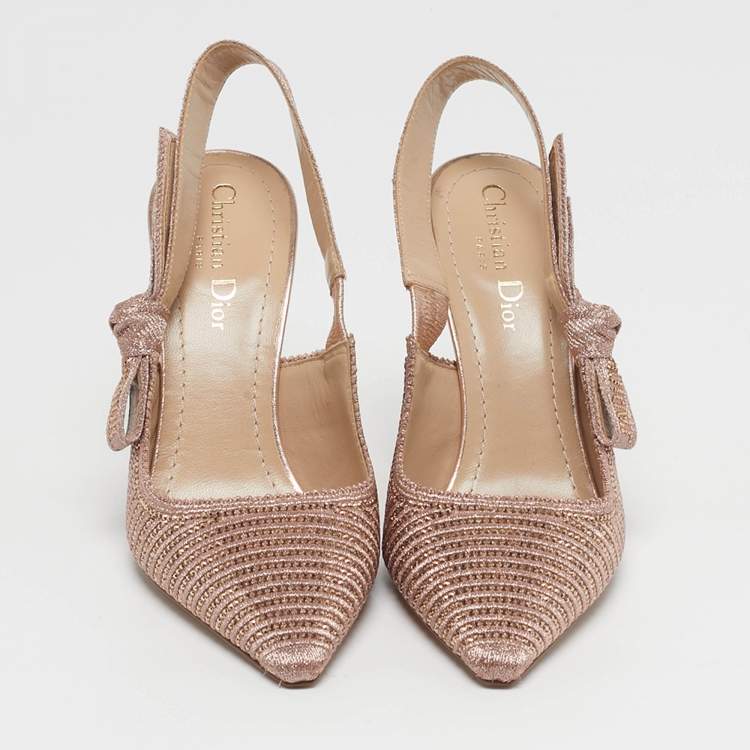 Pre Owned Dior J'Adior Size 37 Gold Lurex Fabric Slingback Pumps