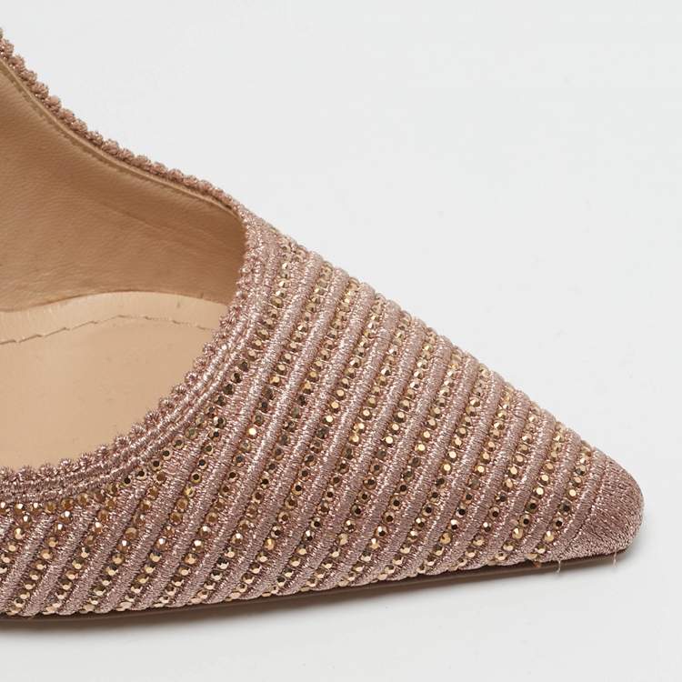 Pre Owned Dior J'Adior Size 37 Gold Lurex Fabric Slingback Pumps