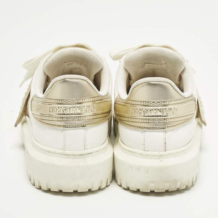 Pre Owned Dior ID Size 37 White/Gold Leather and Rubber Low Top Sneakers