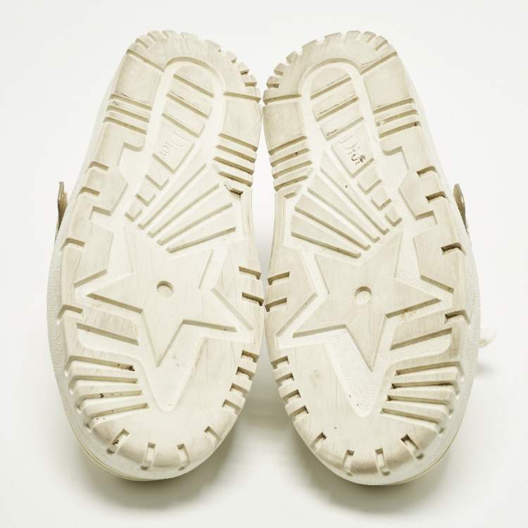 Pre Owned Dior ID Size 37 White/Gold Leather and Rubber Low Top Sneakers