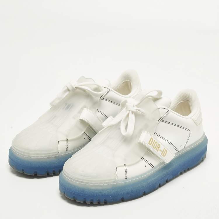 Pre Owned Dior ID Size 38.5 Transparent/White Leather and Rubber Lace Up Sneakers