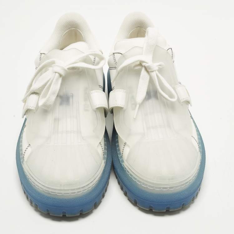 Pre Owned Dior ID Size 38.5 Transparent/White Leather and Rubber Lace Up Sneakers