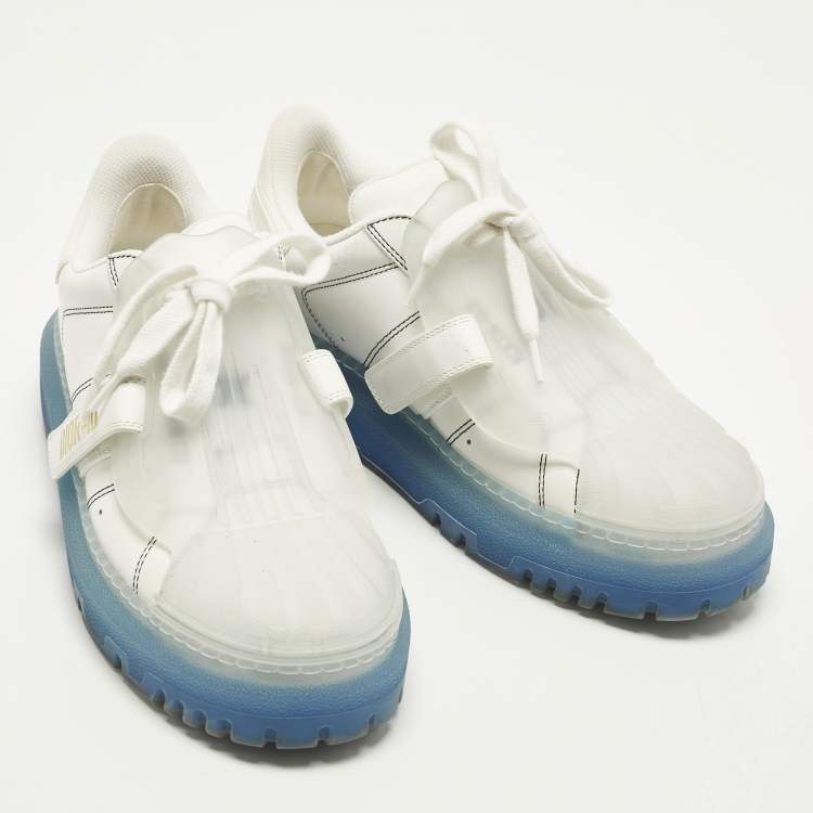 Pre Owned Dior ID Size 38.5 Transparent/White Leather and Rubber Lace Up Sneakers