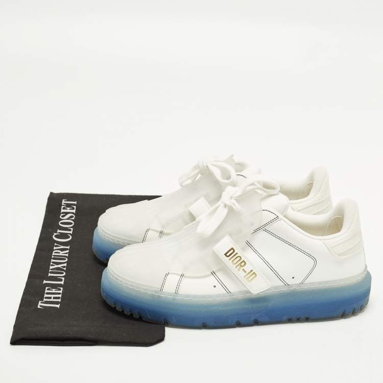 Pre Owned Dior ID Size 38.5 Transparent/White Leather and Rubber Lace Up Sneakers