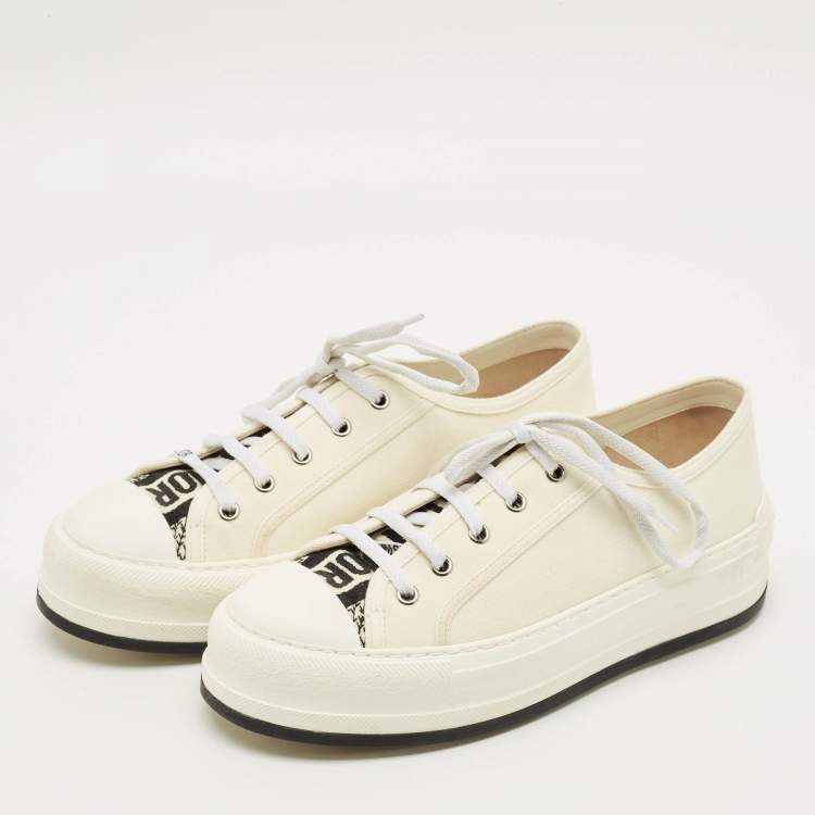 Pre Owned Dior Walk'n'Dior Size 39 White Canvas and Rubber Platform Sneakers