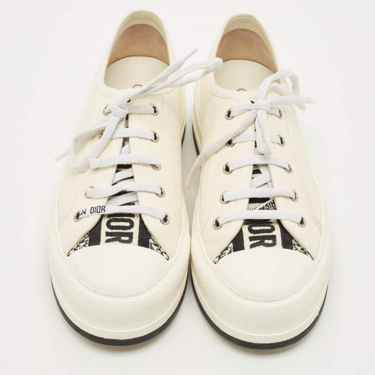 Pre Owned Dior Walk'n'Dior Size 39 White Canvas and Rubber Platform Sneakers