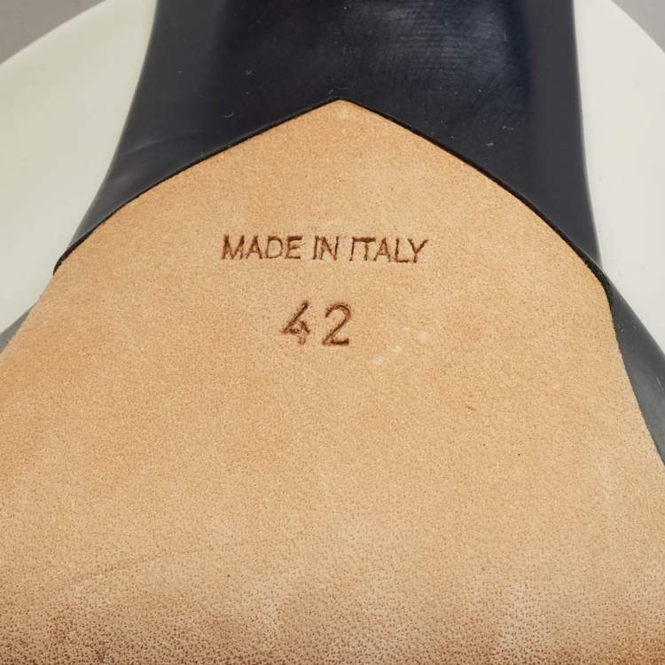 Pre Owned Dior Size 42 Grey/Navy Blue Leather Platform Peep Toe Pumps