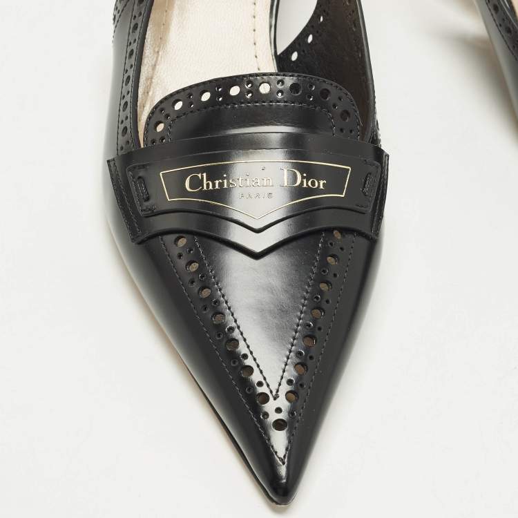 Pre Owned Dior Boy  Size 40.5 Black Leather Slingback Pumps