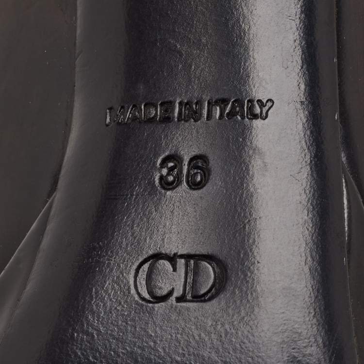 Pre Owned Dior Plaque Size 36 Black Leather Peep Toe Pumps