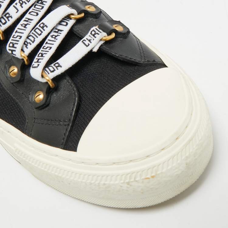 Pre Owned Dior Walk'n'Dior Size 39 Black Knit Fabric and Leather High Top Sneakers