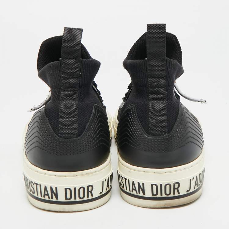 Pre Owned Dior Walk'n'Dior Size 39 Black Knit Fabric and Leather High Top Sneakers