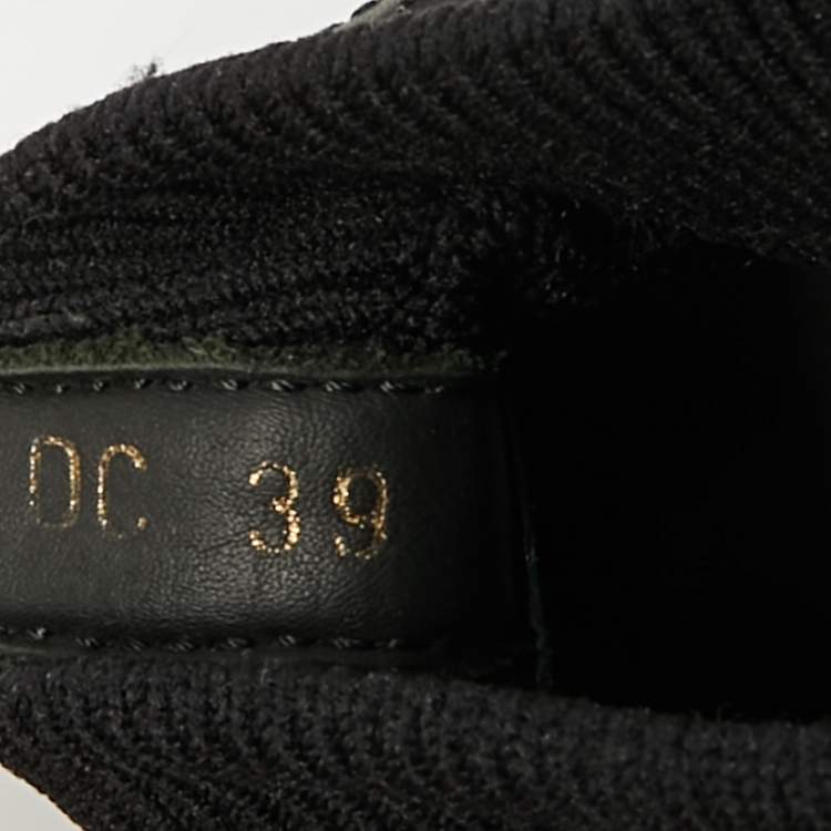 Pre Owned Dior Walk'n'Dior Size 39 Black Knit Fabric and Leather High Top Sneakers