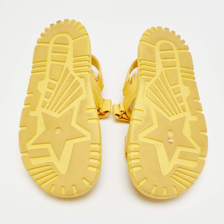Pre Owned Dior Dioract Size 41 Yellow Leather Ankle Strap Flat Sandals