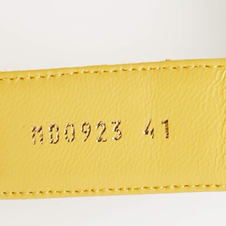 Pre Owned Dior Dioract Size 41 Yellow Leather Ankle Strap Flat Sandals